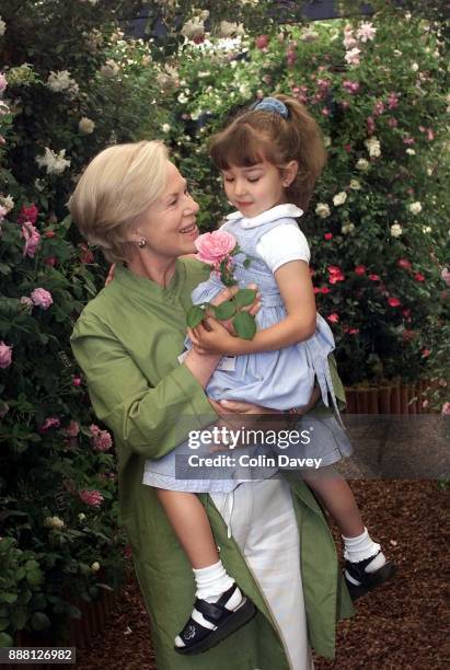 Katharine, Duchess of Kentt with Bliss Daniels who had a rose named after her, at the Chelsea Flower Show, London, 22nd May 2000.