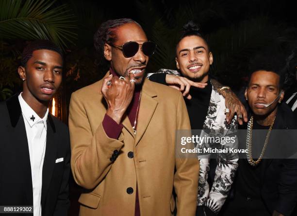 Christian Casey Combs, Snoop Dogg, Quincy Brown, and Kid Ink attend the 2017 GQ Men of the Year Party at Chateau Marmont on December 7, 2017 in Los...
