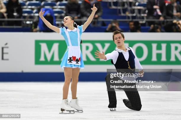 Apollinariia Panfilova and Dmitry Rylov of Russia compete in the Junior pairs free skating during the ISU Junior & Senior Grand Prix of Figure...