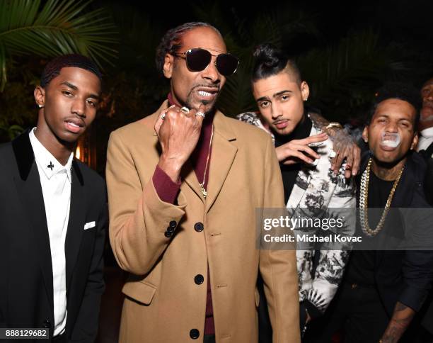 Christian Casey Combs, Snoop Dogg, Quincy Brown, and Kid Ink attend the 2017 GQ Men of the Year Party at Chateau Marmont on December 7, 2017 in Los...