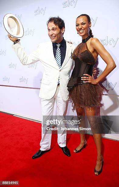 Alexander-Klaus Stecher and Francisca Urio arrive for the Sky pay TV channel launch at Schrannenhalle on July 3, 2009 in Munich, Germany.