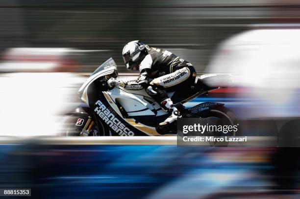 Sete Gibernau of Spain and Grupo Francisco Hernando heads down a straight during free practice for MotoGP World Championship U.S. GP at Mazda Raceway...