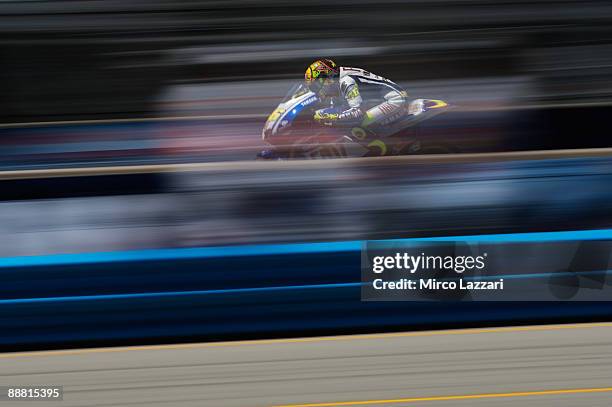 Valentino Rossi of Italy and Fiat Yamaha Team heads down a straight during free practice for MotoGP World Championship U.S. GP at Mazda Raceway...