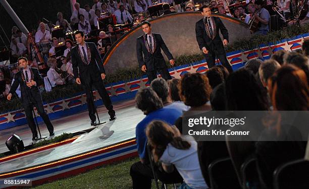The Jersey Boys perform during "A Capitol Fourth" Independence Day concert dress rehearsal at US Capitol on July 3, 2009 in Washington, DC.