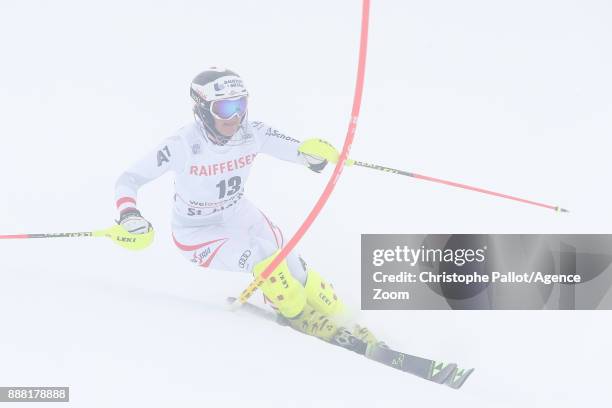 Ramona Siebenhofer of Austria in action during the Audi FIS Alpine Ski World Cup Women's Combined on December 8, 2017 in St Moritz, Switzerland.