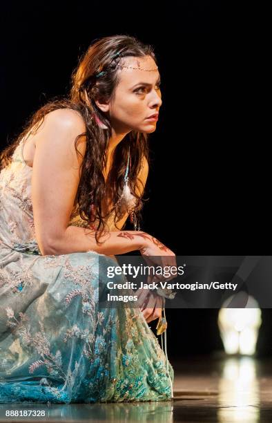 American mezzo-soprano Isabel Leonard performs at the final dress rehearsal prior to the premiere of the Metropolitan Opera/Robert Lepage production...