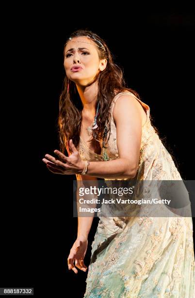 American mezzo-soprano Isabel Leonard performs at the final dress rehearsal prior to the premiere of the Metropolitan Opera/Robert Lepage production...