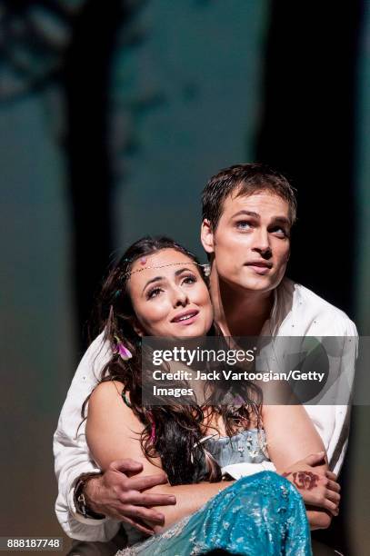 American mezzo-soprano Isabel Leonard and American tenor Alek Shrader perform at the final dress rehearsal prior to the premiere of the Metropolitan...