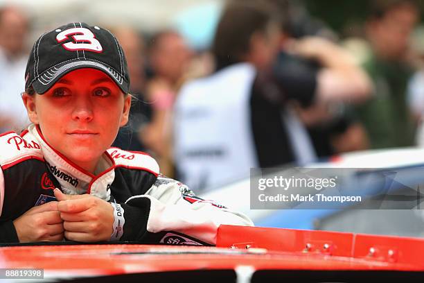 Taylor Earnhardt of USA prepares to drive during day two of The Goodwood Festival of Speed at The Goodwood Estate on July 4, 2009 in Chichester,...