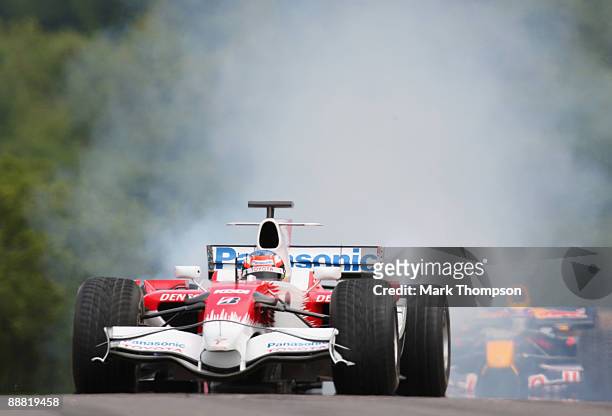 Timo Glock of Germany and team Toyota in action during day two of The Goodwood Festival of Speed at The Goodwood Estate on July 4, 2009 in...