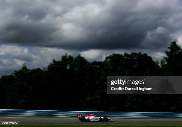 Ryan Hunter-Reay drives the ABC Supply A.J.Foyt Racing Dallara Honda during practice for the IRL IndyCar Series Camping World Grand Prix at The Glen...