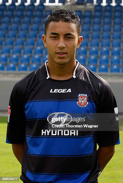 Aziz Bouhaddouz poses during the FSV Frankfurt team presentation on July 4, 2009 in Frankfurt am Main, Germany.