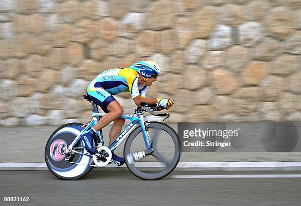 Andreas Kloden of Germany and team Astana in action during the first time trail of the 2009 Tour de France on July 4, 2009 in Monaco, Monaco.