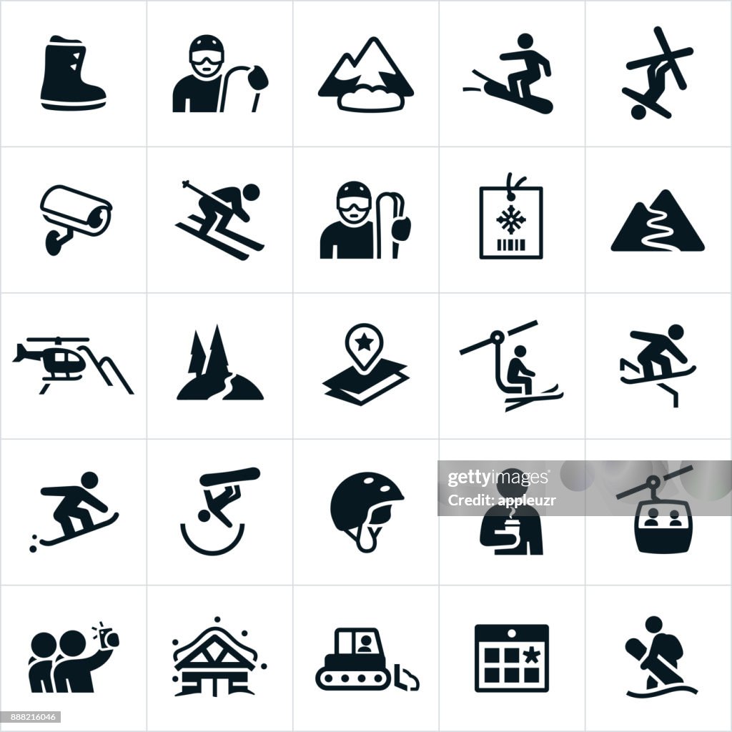 Iconos de esquí de nieve