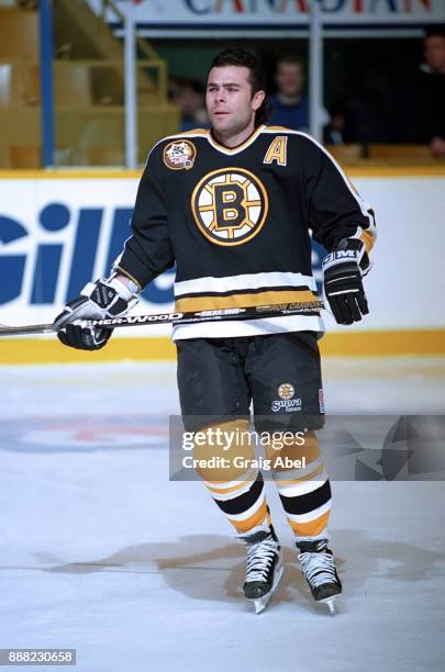 Adam Oates of the Boston Bruins skates against the Toronto Maple Leafs during NHL game action on January 3, 1996 at Maple Leaf Gardens in Toronto,...