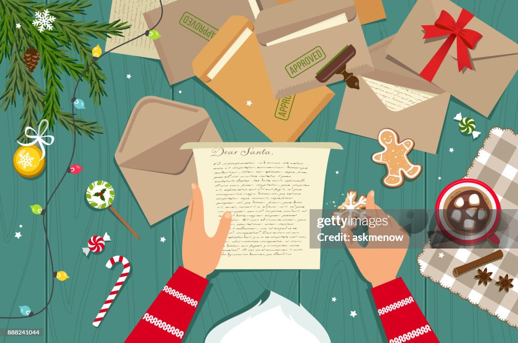 Santa Claus reading his mail