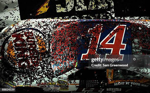 View of confetti on the Burger King Chevrvolet, after post race celbration in victory lane prior to Tony Stewart , winning the NASCAR Sprint Cup...