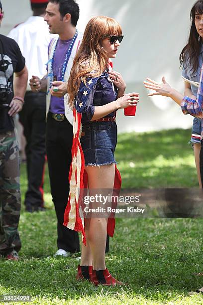 Jenny Lewis backstage before her performance at The River to River Festival at Battery Park on July 4, 2009 in New York City.