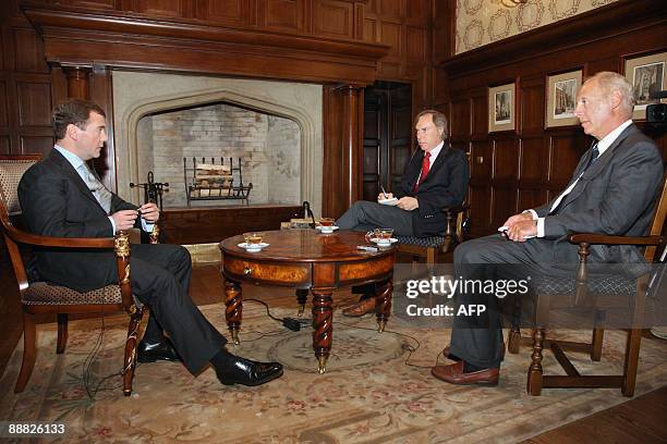 Picture taken on July 3, 2009 shows Russian President Dmitry Medvedev as he speaks during an interview to Moscow's correspondent for he Italian...