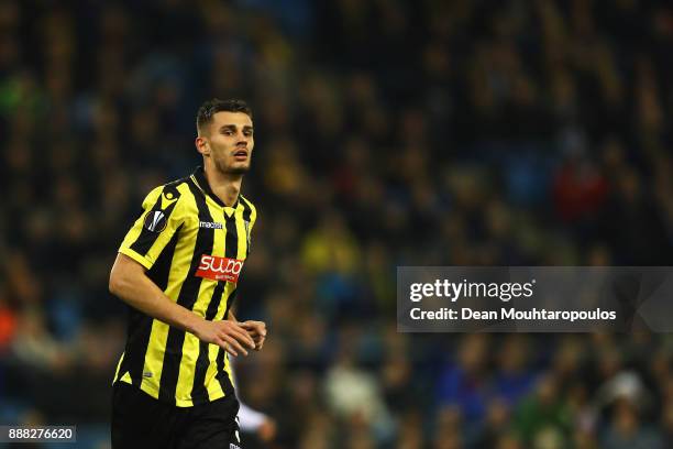 Matt Miazga of Vitesse Arnhem in action during the UEFA Europa League group K match between Vitesse and OGC Nice at on December 7, 2017 in Arnhem,...