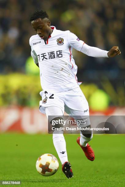 Arnaud Lusamba of OGC Nice in action during the UEFA Europa League group K match between Vitesse and OGC Nice at on December 7, 2017 in Arnhem,...