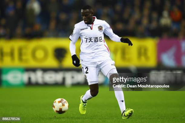 Racine Coly of OGC Nice in action during the UEFA Europa League group K match between Vitesse and OGC Nice at on December 7, 2017 in Arnhem,...