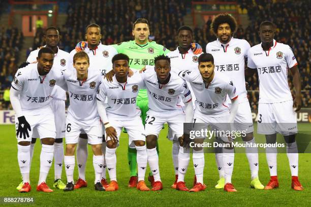 The team of OGC Nice line up during the UEFA Europa League group K match between Vitesse and OGC Nice at on December 7, 2017 in Arnhem, Netherlands.