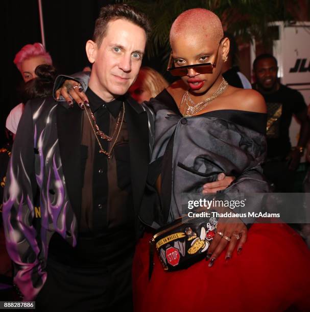 Jeremy Scott and Slick Woods at Eden Roc Hotel on December 7, 2017 in Miami Beach, Florida.