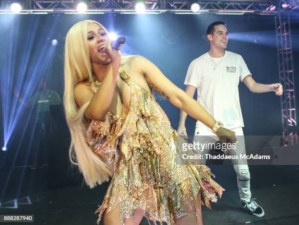 Cardi B and G-Eazy perform at Eden Roc Hotel on December 7, 2017 in Miami Beach, Florida.