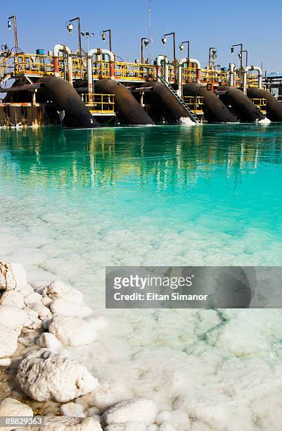 pumping station on dead sea canal , israel - wasserwerk stock-fotos und bilder