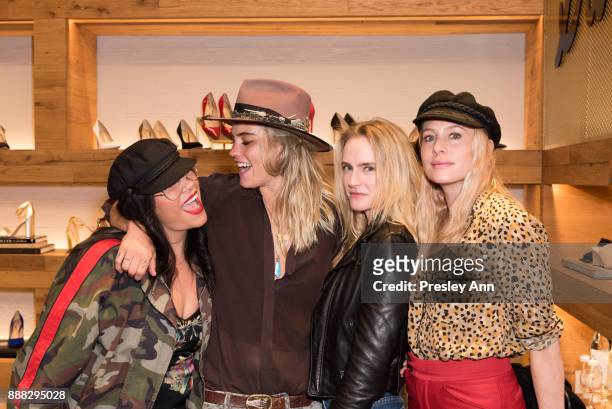 Christina Hart; Rush Zimmerman; Guest and Casey Labow attend Sam Edelman Beverly Hills Event on December 7, 2017 in Beverly Hills, California.