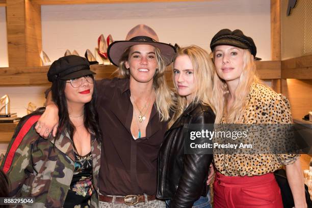 Christina Hart; Rush Zimmerman; Guest and Casey Labow attend Sam Edelman Beverly Hills Event on December 7, 2017 in Beverly Hills, California.