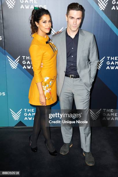 Actors Janina Gavankar and Sam Witwer attends The Game Awards 2017 - Arrivals at Microsoft Theater on December 7, 2017 in Los Angeles, California