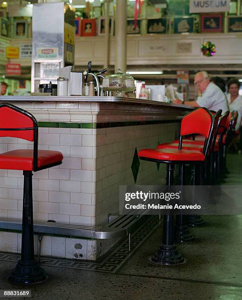 stools in diner - soda fountain stock pictures, royalty-free photos & images