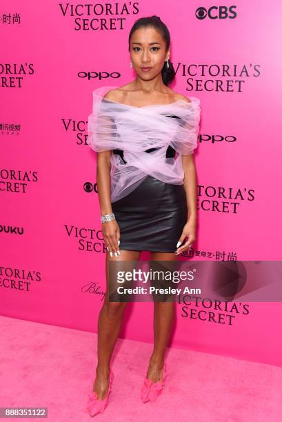 Jike Junyi attends 2017 Victoria's Secret Fashion Show In Shanghai - Pink Carpet Arrivals at Mercedes-Benz Arena on November 20, 2017 in Shanghai,...