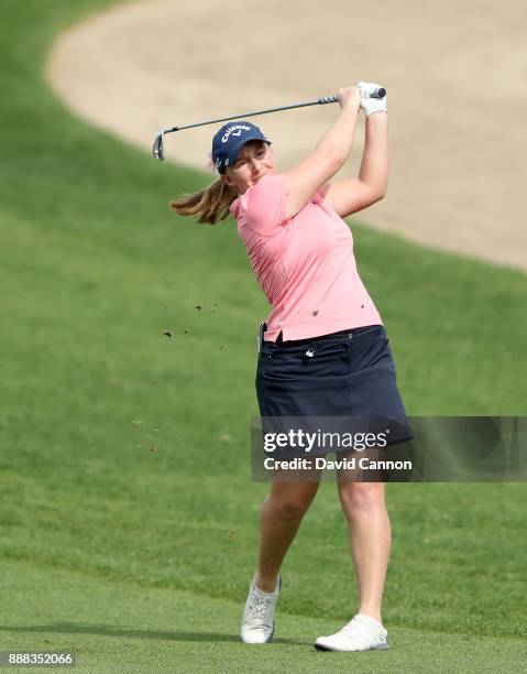 Gemma Dryburgh of Scotland plays her second shot on the par 4, 14th hole during the third round of the 2017 Dubai Ladies Classic on the Majlis Course...