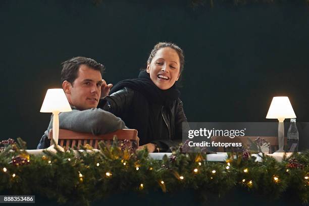 Sergio Alvarez Moya and Nina Ulenberg attend during CSI Casas Novas Horse Jumping Competition on December 8, 2017 in A Coruna, Spain.