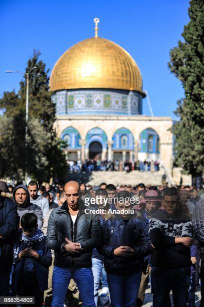 Muslim worshipers gather to perform the first Friday Prayer at al-Aqsa Mosque compound after U.S. President Donald Trumps announcement to recognize...