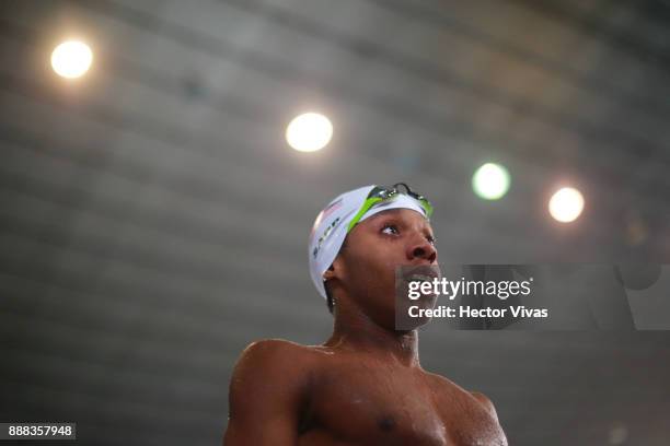 Lawrence Sapp of United States looks on in men's 100 m Backstroke S14 during day 5 of the Para Swimming World Championship Mexico City 2017 at...