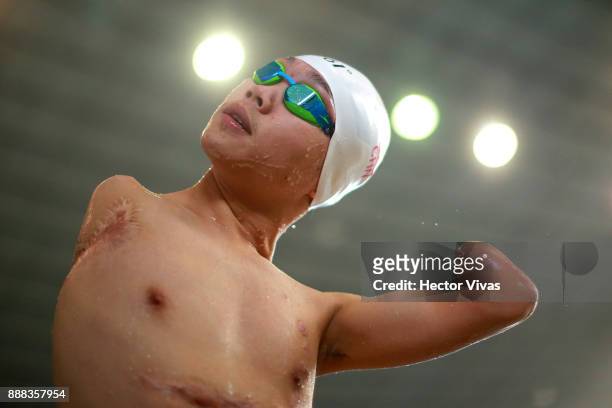 Hong Yang of China competes in Men's 50 m Butterfly S6 during day 5 of the Para Swimming World Championship Mexico City 2017 at Francisco Marquez...