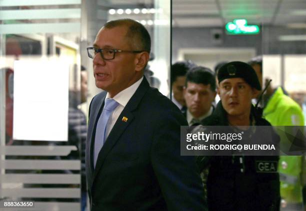 Ecuador's vice president Jorge Glas is seen upon his arrival in court on December 8, 2017 in Quito. Ecuadorean Attorney-General Carlos Vaca asked for...