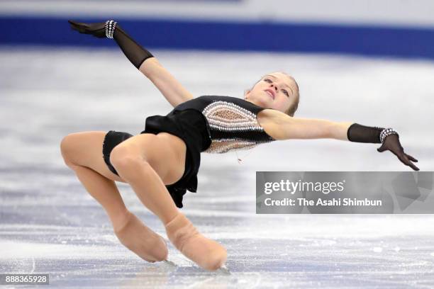 Alexandra Trusova of Russia competes in the Junior Ladies Singles Short Program during day one of the ISU Junior & Senior Grand Prix of Figure...