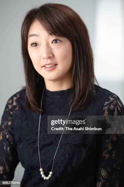 Former swimmer Kyoko Iwasaki speaks during the Asahi Shimbun interview on December 7, 2017 in Tokyo, Japan.