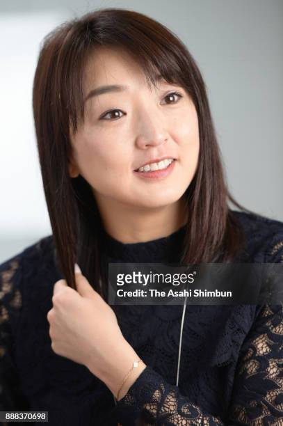 Former swimmer Kyoko Iwasaki speaks during the Asahi Shimbun interview on December 7, 2017 in Tokyo, Japan.