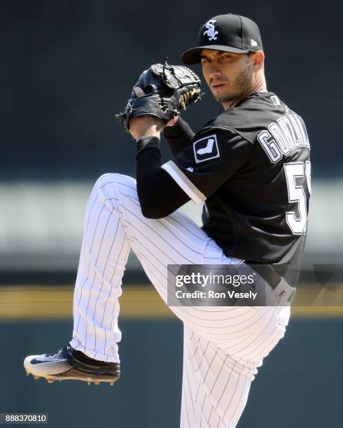 Miguel Gonzalez of the Chicago White Sox pitches during the game against the Minnesota Twins at Guaranteed Rate Field on Saturday, April 8, 2017 in...