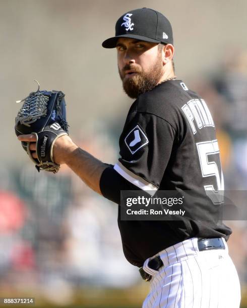 Zach Putnam of the Chicago White Sox pitches during the game against the Minnesota Twins at Guaranteed Rate Field on Saturday, April 8, 2017 in...