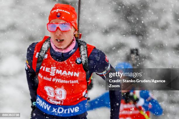 Anastasiya Kuzmina of Slovakia takes 2nd place during the IBU Biathlon World Cup Men's and Women's Sprint on December 8, 2017 in Hochfilzen, Austria.