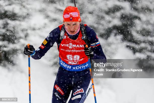 Anastasiya Kuzmina of Slovakia takes 2nd place during the IBU Biathlon World Cup Men's and Women's Sprint on December 8, 2017 in Hochfilzen, Austria.