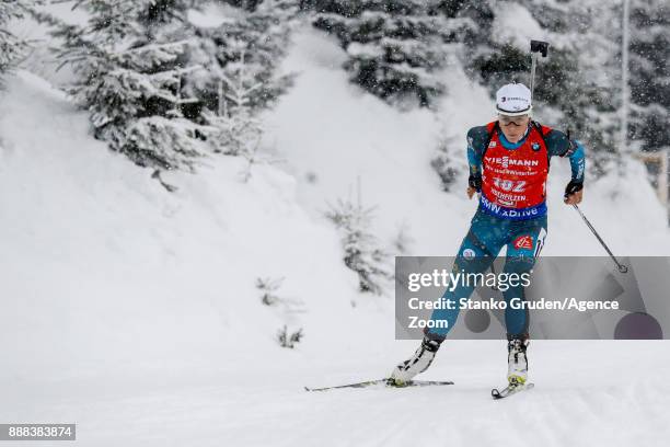 Celia Aymonier of France in action during the IBU Biathlon World Cup Men's and Women's Sprint on December 8, 2017 in Hochfilzen, Austria.