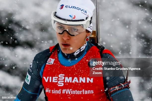 Celia Aymonier of France in action during the IBU Biathlon World Cup Men's and Women's Sprint on December 8, 2017 in Hochfilzen, Austria.